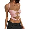image:imageMakeMeChic Womens Sexy Halter Tops Going Out Cut Out Open Back Y2k Crop TopPink