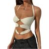 image:imageMakeMeChic Womens Sexy Halter Tops Going Out Cut Out Open Back Y2k Crop TopWhite