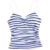 image:imageMakeMeChic Womens Striped Cami Top Ruched Spaghetti Strap V Neck Crop Tank TopBlue and White