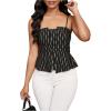 image:imageMakeMeChic Womens Striped Cami Top Spaghetti Strap Ruffle Smocked Work Office TopsBlack