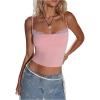 image:imageMakeMeChic Womens Summer Lace Camisole Spaghetti Strap Sleeveless Crop TopsPink