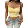 image:imageMakeMeChic Womens Summer Lace Camisole Spaghetti Strap Sleeveless Crop TopsYellow