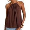 image:imageMakeMeChic Womens Summer Linen Flowy Top Beach Vacation Boho Halter TopBrown