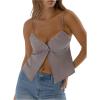 image:imageMakeMeChic Womens Summer Tank Tops Sleeveless Floral Lace V Neck Trim Spaghetti Strap Low Cut Crop TopGrey