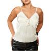 image:imageMakeMeChic Womens Summer Y2K Floral Lace Cami Tops Satin Spaghetti Strap Sleeveless Tank TopWhite
