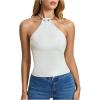 image:imageMakeMeChic Womens Tie Backless Halter Crop Tops Sleeveless Fitted Going Out TankWhite
