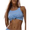 image:imageMakeMeChic Womens Tie Front Crop Tops Crewneck Sleeveless Fitted Going Out Tank TopBlue