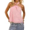 image:imageMakeMeChic Womens Tie Open Back Halter Tops Metal Sleeveless Summer Tank TopPink