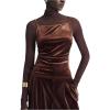 image:imageMakeMeChic Womens Velvet Ruched Cami Top Spaghetti Strap Sleeveless Fitted Tank TopsCoffee Brown