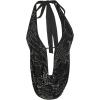 image:imageMakeMeChic Womens Y2K Summer Party Glitter Sequin Floral Halter Top Draped Tie Back Crop TopsBlack B