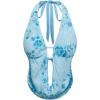 image:imageMakeMeChic Womens Y2K Summer Party Glitter Sequin Floral Halter Top Draped Tie Back Crop TopsBlue