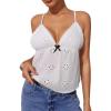 image:imageMakeMeChic Womens Y2K Tops Eyelet Embroidery Babydoll V Neck Ruffle Hem Sleeveless Tank TopsWhite