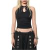 image:imageMakeMeChic Womens Y2k Halter Crop Tops Open Back Cut Out Sleeveless Going Out Tops Gothic ClothesBlack