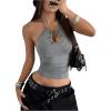 image:imageMakeMeChic Womens Y2k Halter Crop Tops Open Back Cut Out Sleeveless Going Out Tops Gothic ClothesGrey