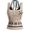 image:imageMakeMeChic Womens Y2k Halter Tank Tops Letter Print Fitted Grunge Streetwear TopsKhaki