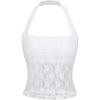 image:imageMakeMeChic Womens Y2k Lace Sheer Halter Crop Tops Sleeveless Going Out Tank TopWhite