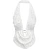 image:imageMakeMeChic Womens Y2k Rave Halter Tops Ripped Backless V Neck Tie Back Sexy TopWhite