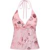 image:imageMakeMeChic Womens Y2k Sequin Halter Crop Tops Chiffon Wrap V Neck Tie Open Back Summer TopPink