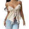 image:imageMakeMeChic Womens Y2k Sparkly Sequin Tops Going Out Tie Front Ruffle Tops Cute Summer CamisoleApricot