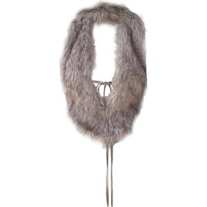 image:imageMakeMeChic Womens Faux Fur Furry Sleeveless Halter Top Tie Open Back Y2K Fall Rave OutfitsKhaki