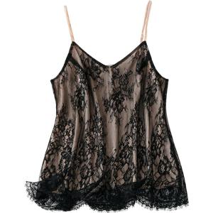 image:imageMakeMeChic Womens Plus Size Floral Lace Tank Tops Spaghetti Strap Basic V Neck Cami TopsBlack