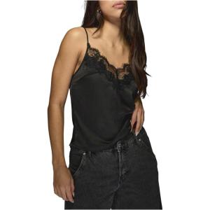 image:imageMakeMeChic Womens Satin Lace Camisole Top V Neck Sleeveless Going Out Party Tank TopsBlack