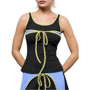 image:imageMakeMeChic Womens Sleeveless Tank Top Color Block 3D Bow Y2K Going Out TopsMulticolor