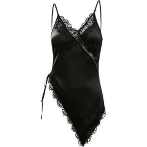 image:imageMakeMeChic Womens Y2K Summer Satin Floral Lace Cami Top Spaghetti Strap Sleeveless Tank Tops