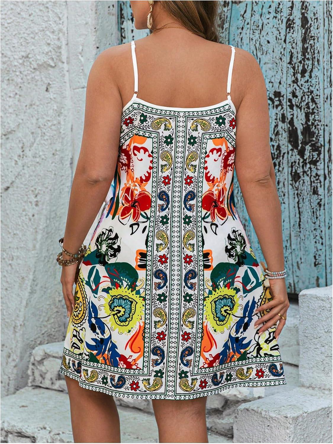 image:imageMakeMeChic Womens Plus Size Wrap Dress Floral Paisley Print Sleeveless Summer Vacation Short DressesMulticolor