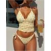 image:imageMAKEMECHIC Womens Floral Tankini Swimsuit Halter Tie Side Thong 2 Piece Bathing SuitYellow
