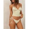 image:imageMAKEMECHIC Womens Floral Tankini Swimsuit Halter Tie Side Thong 2 Piece Bathing SuitYellow