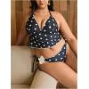 image:imageMAKEMECHIC Womens Plus Size 2 Piece Tankini Swimsuits Polka Dots Halter High Cut Bathing SuitBlack