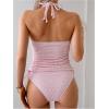 image:imageMAKEMECHIC Womens Summer Beach 2 Piece Tankini Sets Halter Drawstring Swimsuits Ruched Modest Bathing SuitsPink