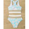image:imageMAKEMECHIC Womens Tankini Swimsuits 2 Piece Floral Checkered High Waisted Bikini Bathing SuitBlue