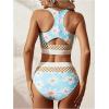 image:imageMAKEMECHIC Womens Tankini Swimsuits 2 Piece Floral Checkered High Waisted Bikini Bathing SuitBlue