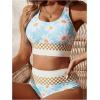 image:imageMAKEMECHIC Womens Tankini Swimsuits 2 Piece Floral Checkered High Waisted Bikini Bathing SuitBlue