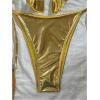 image:imageMakeMeChic Womens 2 Piece Beach Tankini Sets Metallic Halter Beaded Ruched Cheeky Summer SwimsuitsGold