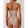 image:imageMakeMeChic Womens 2 Piece Tankini Set Lemon Print Halter High Cut Summer SwimsuitsMulticolor