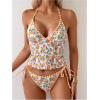 image:imageMakeMeChic Womens 2 Piece Tankini Set Lemon Print Halter High Cut Summer SwimsuitsMulticolor