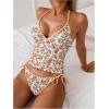 image:imageMakeMeChic Womens 2 Piece Tankini Set Lemon Print Halter High Cut Summer SwimsuitsMulticolor