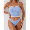 image:imageMakeMeChic Womens 2 Piece Tankini Set Striped Lace Ruffle High Cut Bathing SuitStriped Blue