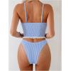 image:imageMakeMeChic Womens 2 Piece Tankini Set Striped Lace Ruffle High Cut Bathing SuitStriped Blue