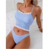 image:imageMakeMeChic Womens 2 Piece Tankini Set Striped Lace Ruffle High Cut Bathing SuitStriped Blue