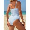 image:imageMakeMeChic Womens 2 Piece Tankini Set Striped Ruched Drawstring Tummy Control Bathing SuitsStriped Blue