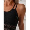 image:imageMakeMeChic Womens 2 Piece Tankini Sets Crochet Hollow Out Criss Cross Boyshorts Bathing SuitBlack