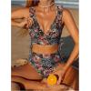 image:imageMakeMeChic Womens 2 Piece Tankini Swimsuits Boho Floral High Waisted Tummy Control Bathing SuitBlack
