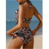 image:imageMakeMeChic Womens 2 Piece Tankini Swimsuits Boho Floral High Waisted Tummy Control Bathing SuitBlack