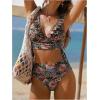 image:imageMakeMeChic Womens 2 Piece Tankini Swimsuits Boho Floral High Waisted Tummy Control Bathing SuitBlack