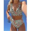 image:imageMakeMeChic Womens 2 Piece Tankini Swimsuits Boho Floral High Waisted Tummy Control Bathing SuitCadet Blue