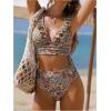 image:imageMakeMeChic Womens 2 Piece Tankini Swimsuits Boho Floral High Waisted Tummy Control Bathing SuitMulticolor